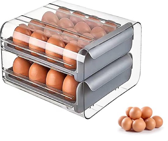 Eierhouder voor koelkas, 18 eieren, 2 Voor de prijs van 1, Transparante Eierhouder voor koelkas, 18 eieren, 2 Voor de prijs van 1, Transparante