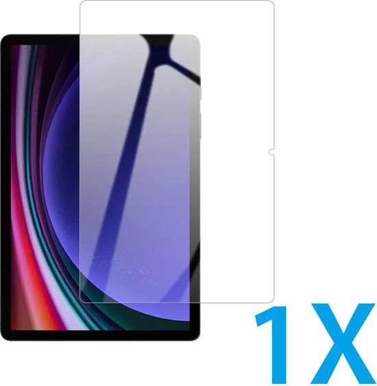Transparante displayfolie voor tablet, met de tekst '1X' ernaast.