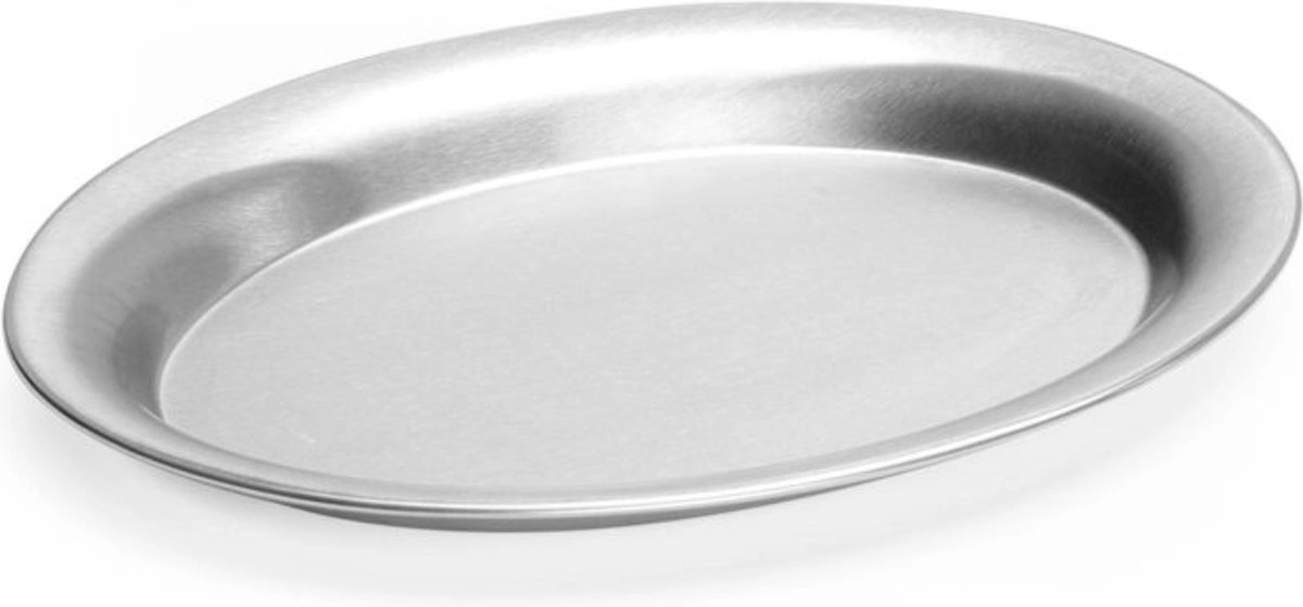 HENDI Ovaal koffieplateau – roestvrij staal – vaatwasmachinebestendig – 200x140 mm – satijn finish