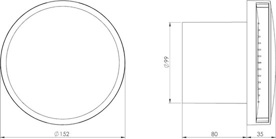 Europlast badkamerventilator 100 mm Wit met automatische
