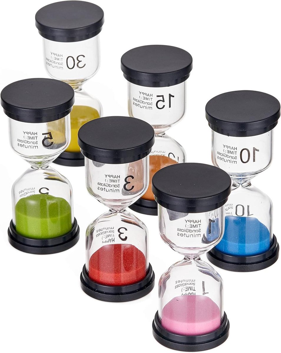 6 Kleuren Zandloper Timer Zand Timer Set 1 Min/3 Minute/5 Min/10 Min/15 Min/30 Zandloper Timer voor Koffiezetapparaat Koken 1 3 5 10 15 30 Minuten