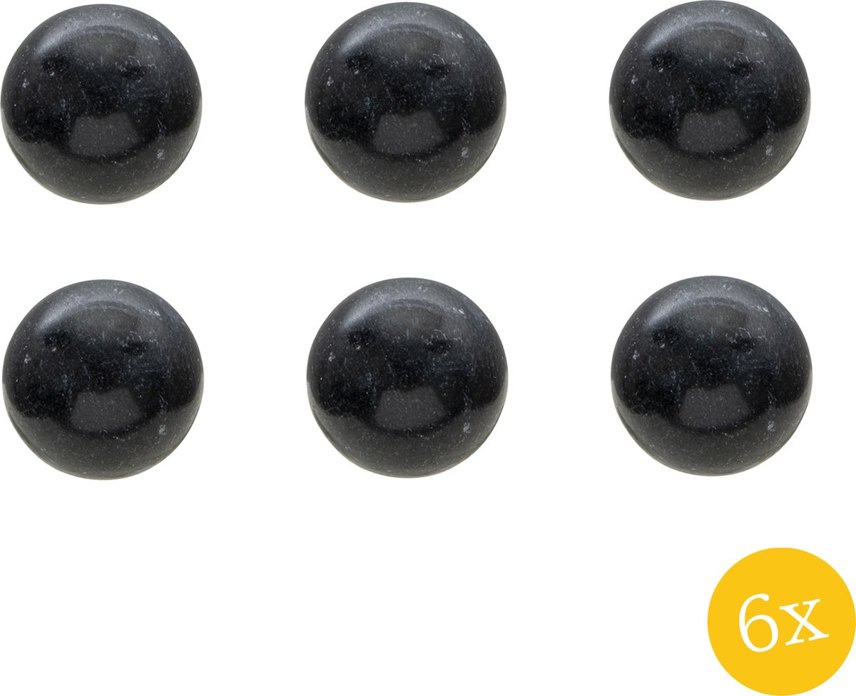 Deurknop set van 6 stuks Ø 3 cm Zwart Steen Meubelknop