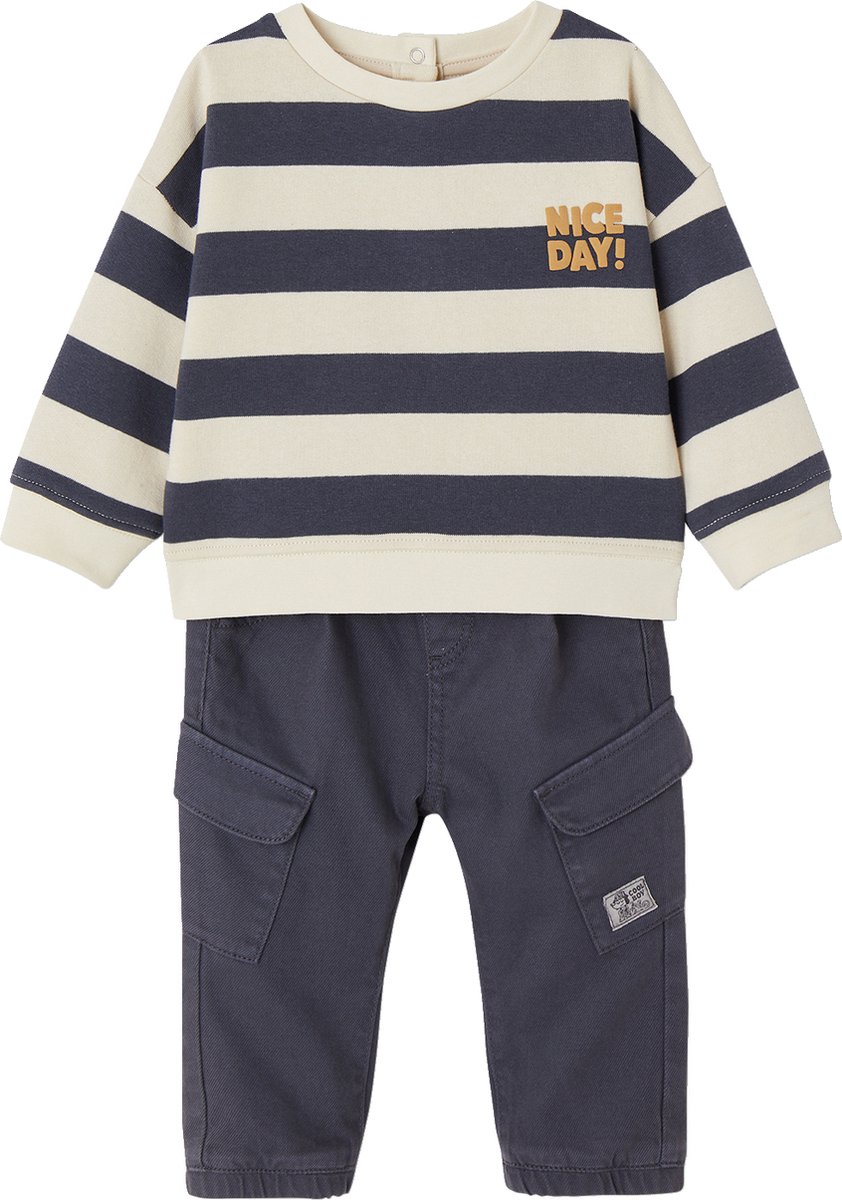 Vertbaudet Set gestreepte sweater + battlebroek babyjongen