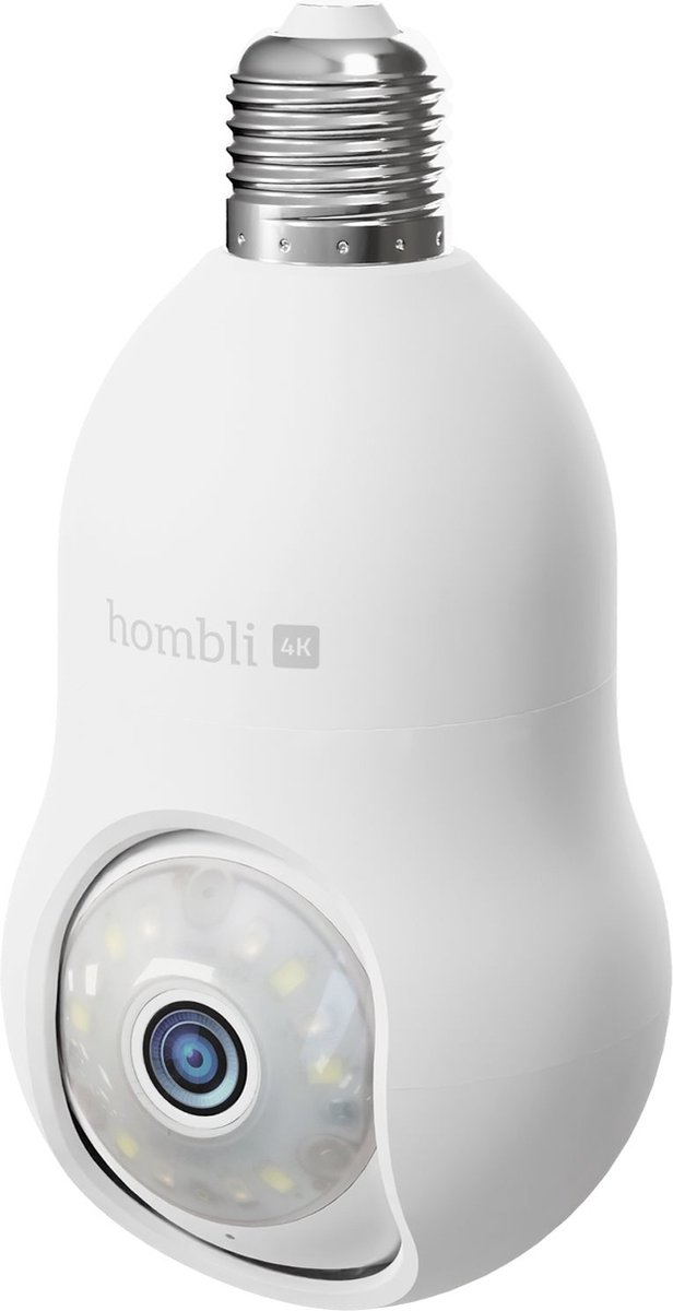 Hombli Beveiligingscamera - Bewakingscamera buiten met E27 Fitting Montage - Gekleurd Nachtzicht - Volgfunctie - Wit
