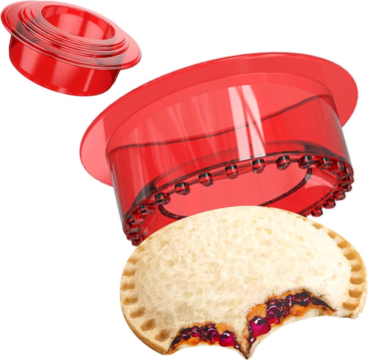 Taartsnijder voor kinderen 5-delige sandwicheset met sandwichsnijpers en sealer (rood)