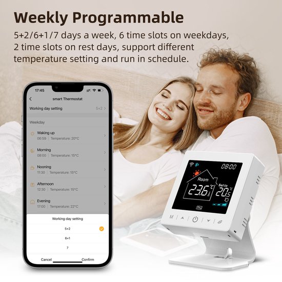Slimme RF Thermostaat - Draadloos en Slim Programma Slimme RF Thermostaat - Draadloos en Slim Programma