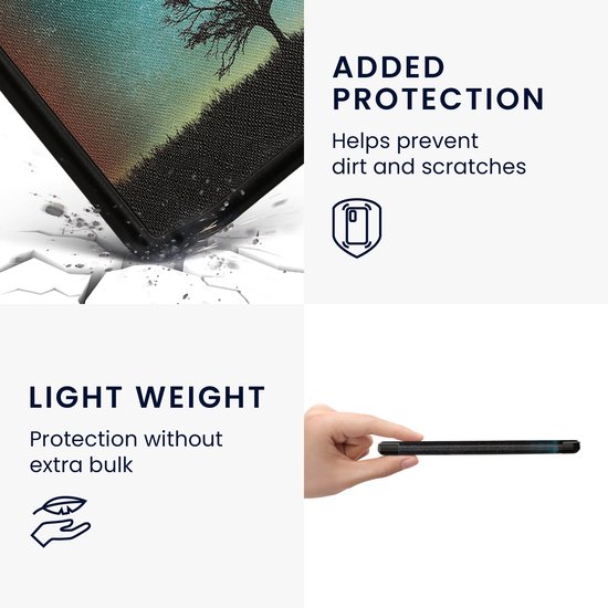 kwmobile e-reader hoesje geschikt voor Pocketbook InkPad 4 / Color 3 / Color 2 / Vivlio InkPad 4 / InkPad Color 3 hoes - E reader flip case met magnetische sluiting - Ereader cover - Sterrenstelsel en Boom design in blauw / grijs / zwart van kwmobile — afbeelding 3