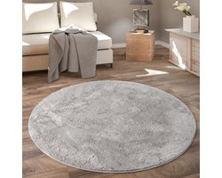 Paco Home Rond Vloerkleed Hoogpolig Tapijt Woonkamer Kinderkamer Fluffy Pluche Zacht Pluizig Modern Ø 80 cm Rund
