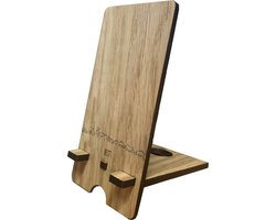 Skyline Telefoonhouder Best Eikenhout - Smartphone Tablet Houder 7x15 cm - iPad / iPhone / Smartphone tafel standaard desktop - Thuis werken - Cadeau - WoodWideCities
