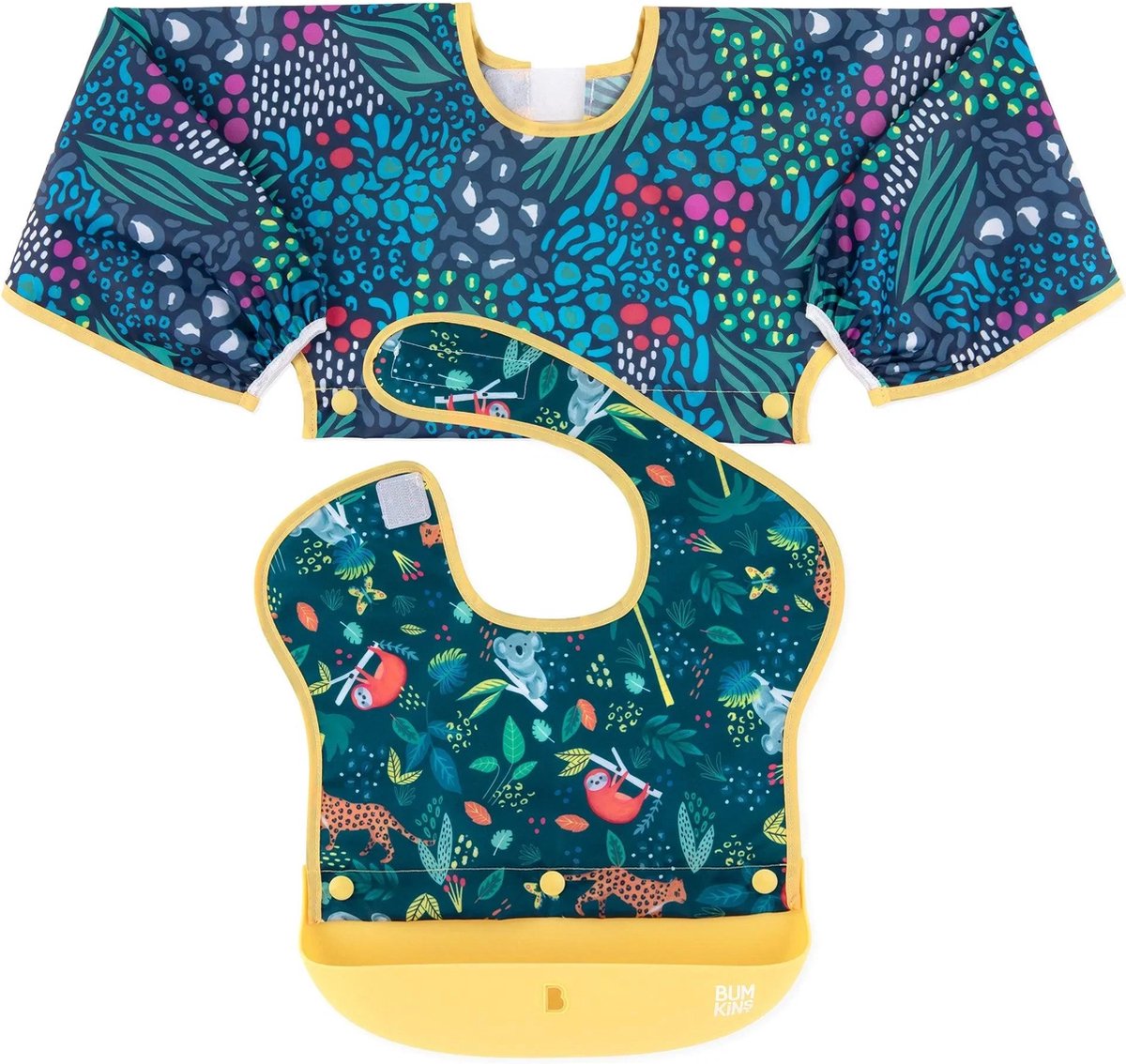 Goedkoopste Bumkins - Verwisselbare slab met opvangbakje - Jungle & Dierenprints (6-18m