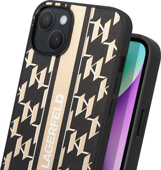 Coque arrière à rayures Monogram Karl Lagerfeld - Apple iPhone 14 (6,1") - Marron