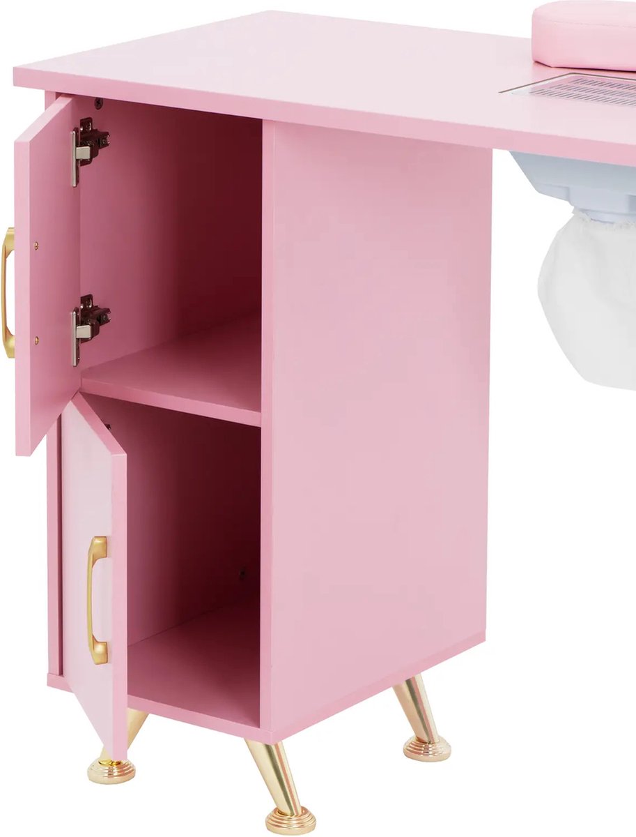 Nageltafel met zuignap - roze en goudkleurig - 3 lades - nagelpad - physa