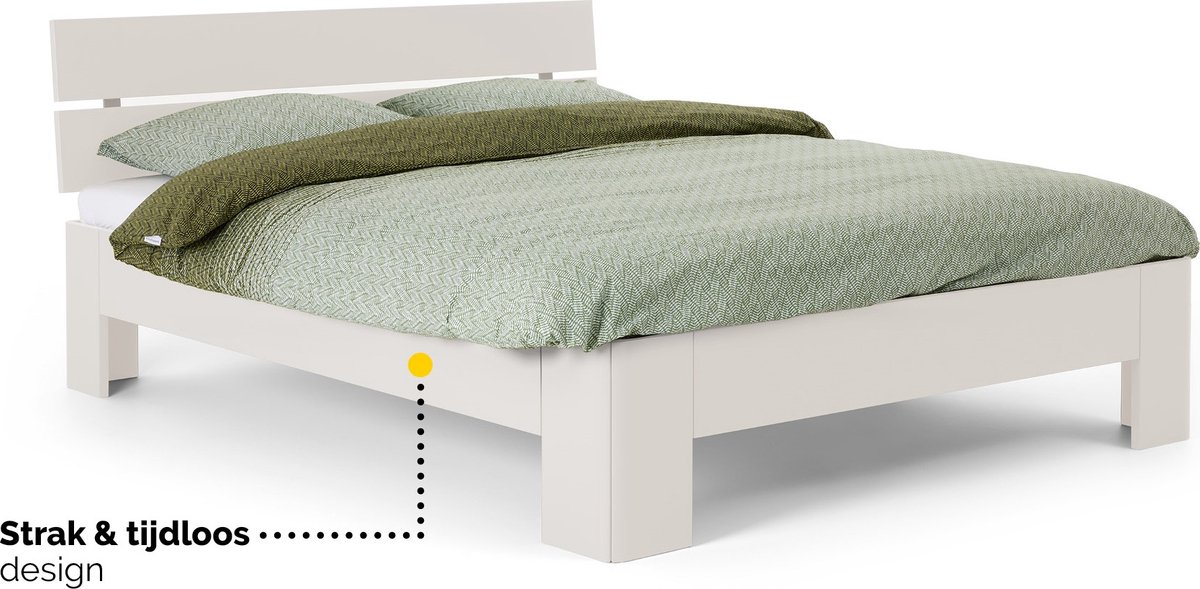 B Bright Fresh 400 Bed met Hoofdbord 90x210cm - Bedframe Wit - Eenpersoonsbedden - Instaphoogte: 40cm
