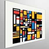 Pixel art mondriaan schilderij | Abstracte geometrische pixelkunst geïnspireerd op de meester Mondriaan's werk | Kunst - 30x30 centimeter op Canvas | Foto op Canvas