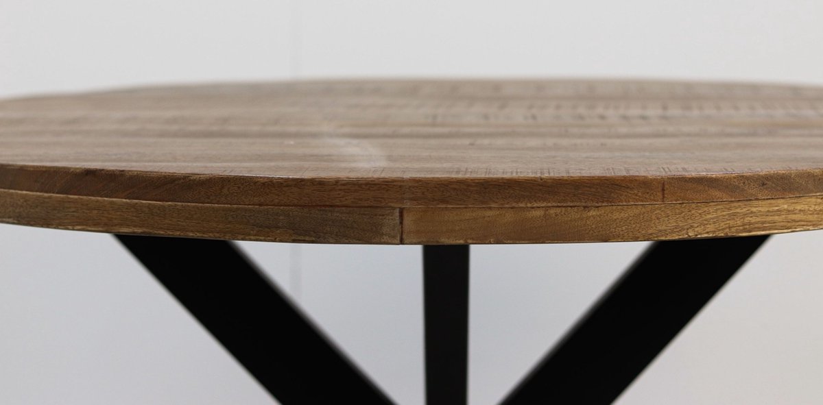 HSM Collection Eettafel Rond Melbourne Ø140cm Naturel/Zwart Mangohout/Metaal