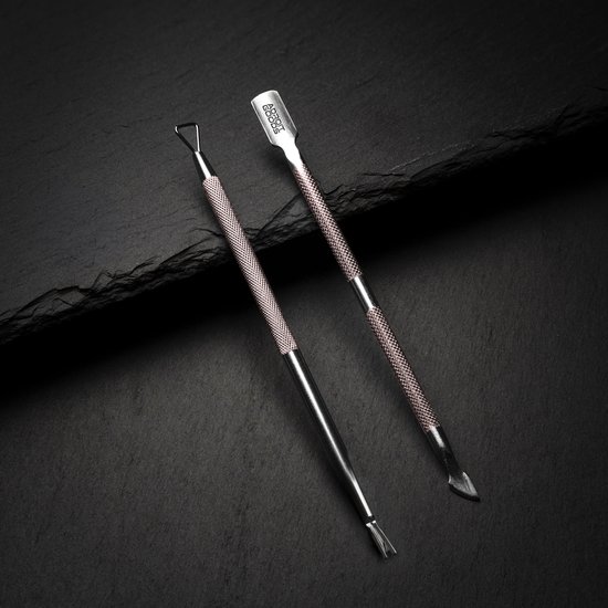 AdroitGoods 3 delige Nagelriem Knipper set - Rose Gold - Cuticle Pusher Duwer Verwijderaar Trimmer Mesje - bokkenpootje nagels
