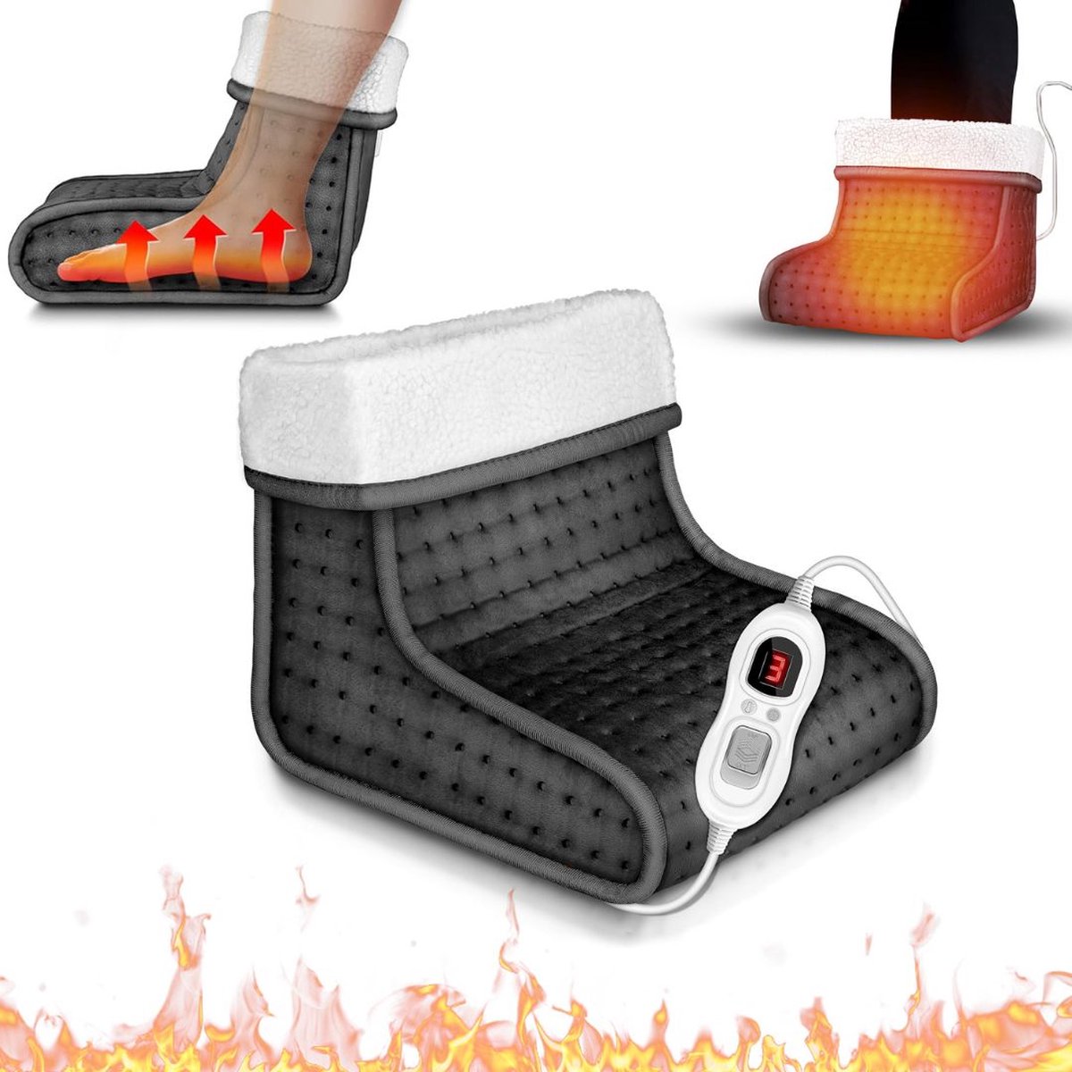 MKSS® Elektrische Voetenwarmer met Timer - Verwarmde Sokken - Extra Zacht - Zwart