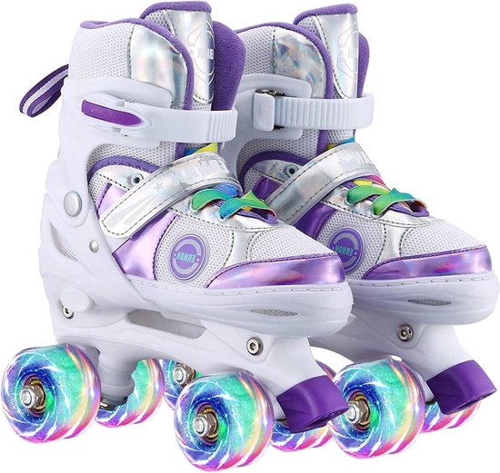 LOKJIJI Verstelbare Kinderen inline skates voor Meisjes Jongens Beginners, Inline skates voor Kinderen en Tieners met lichtgevende wielen voor binnen en buiten Sport Zwart & Blauw (Medium