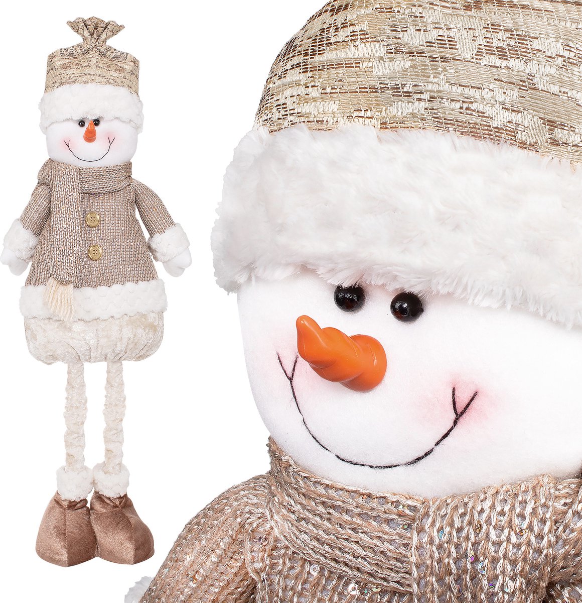 Springos Kerst Sneeuwpop | 1 Stuk | Verstelbaar In Hoogte | 45 -74 cm