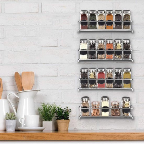 Metal Spice Rack Organiser - Set of 2, No Drilling Required - Wall ...