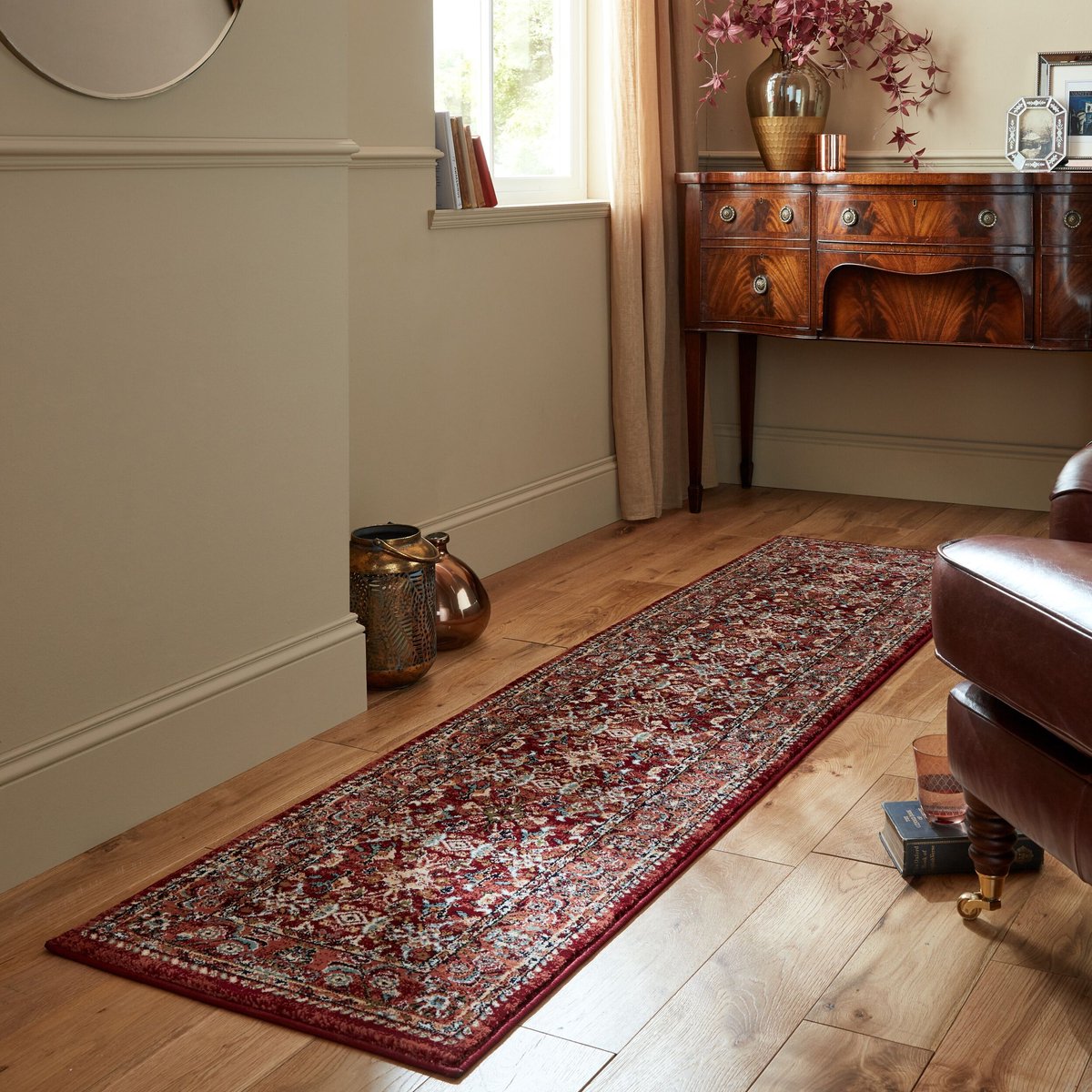 Flycarpets Loper Klassiek Vloerkleed - Vintage - Sandford - Rood 60 x 230 cm