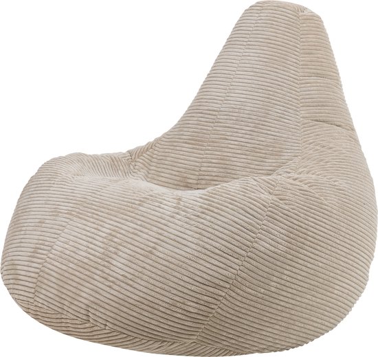 icon “Dalton” Corduroy Zitzakfauteuil, Beige, Zitzakstoel, Cord Zitzak Volwassenen met Vulling, Woonkamerzitzakken