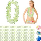 relaxdays 100 x Hawaii krans - hawaii slinger - waikiki - hawaii bloemenkrans - groen