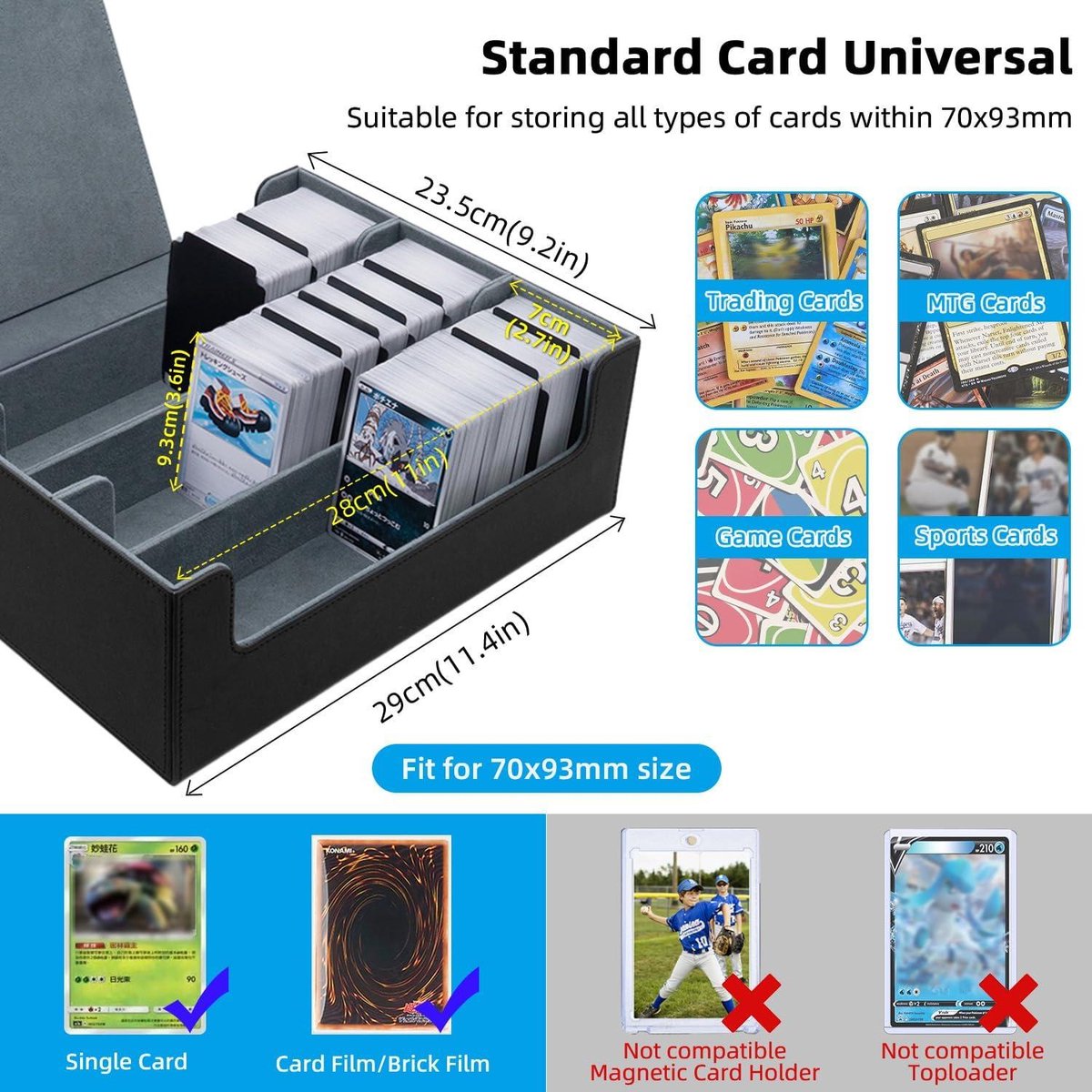 Card Storage Box - Trading Card TCG Deck Box van PU leer - 1800+