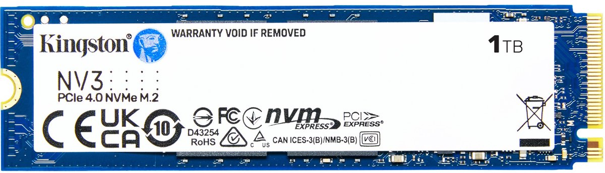 Bol.com Kingston NV2 SSD - 1TB - M.2 NVMe - PCIe Gen 4.0 x4 - Leessnelheid 6000 MB/s - Schrijfsnelheid 4000 MB/s - 3D NAND aanbieding