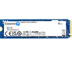 Kingston NV2 SSD - 1TB - M.2 NVMe - PCIe Gen 4.0 x4 - Leessnelheid 6000 MB/s - Schrijfsnelheid 4000 MB/s - 3D NAND