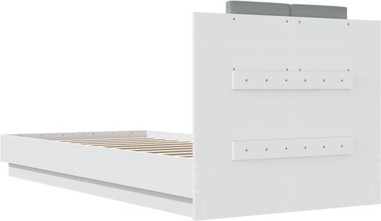 vidaXL - Bedframe - met - hoofdbord - bewerkt - hout - wit - 100x200 - cm