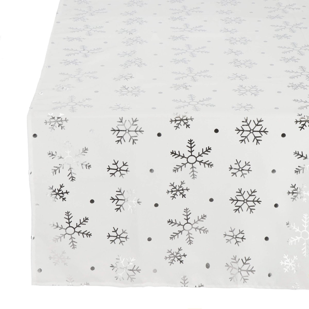 Springos Tafelkleed -Kerst - Sneeuwvlokken- Wit - Polyester - 220 x140 CM
