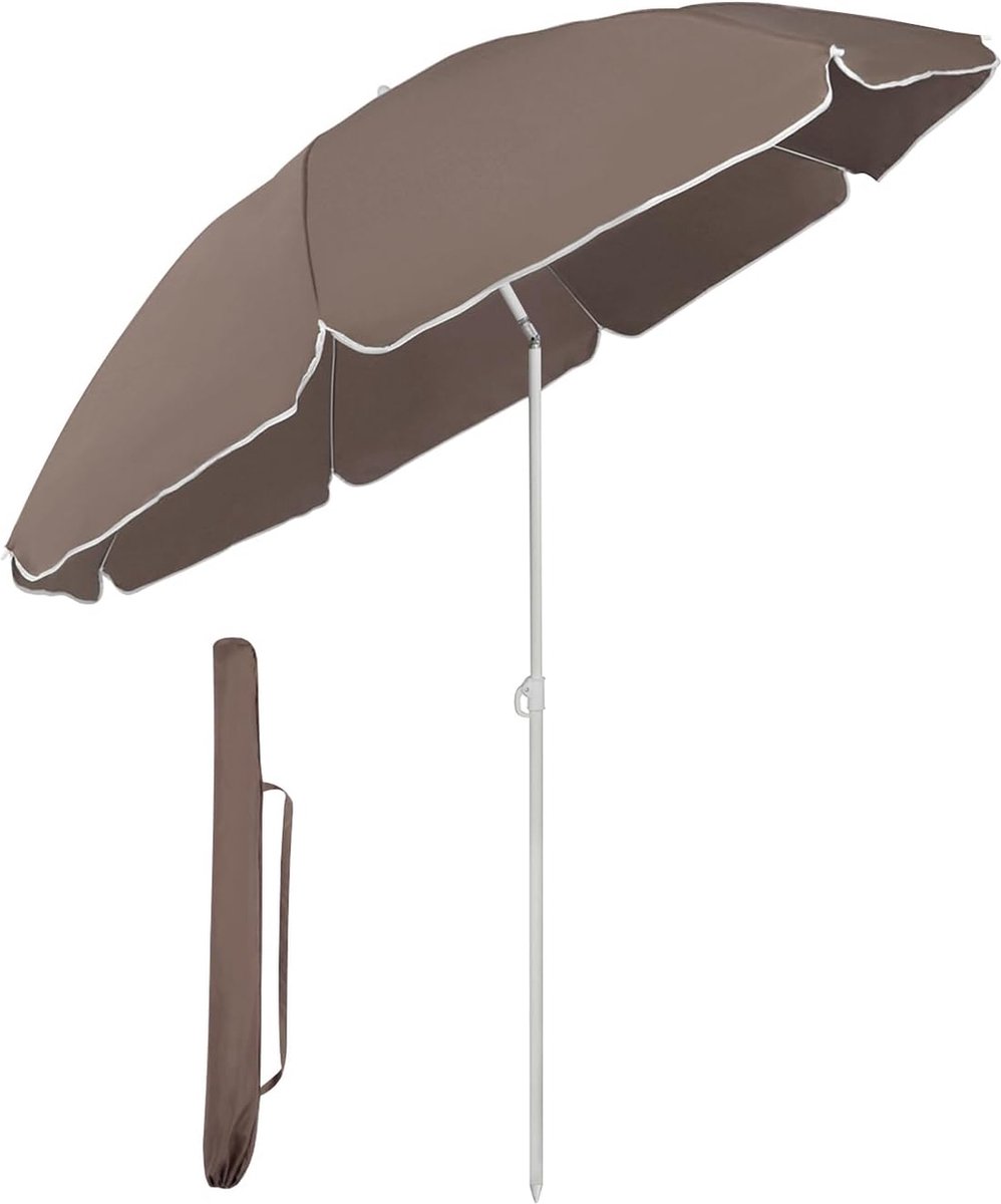 Bol.com Parasol, 160 cm, strandparasol met beschermhoes voor balkon, tuin en terras, hellingshoek en hoogte verstelbaar, ronde z... aanbieding