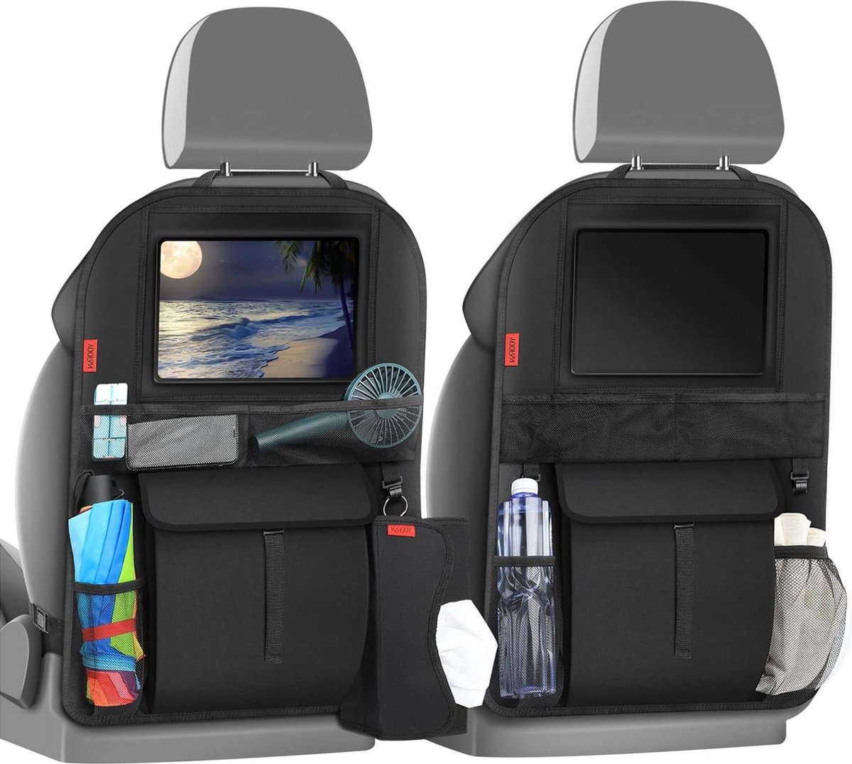 Rugleuningbescherming Auto - 2 stuks - Kinderen - Organizer - Waterdicht - Grote zakken - iPad-/tabletvak - Kick-mat - Autostoelbeschermer