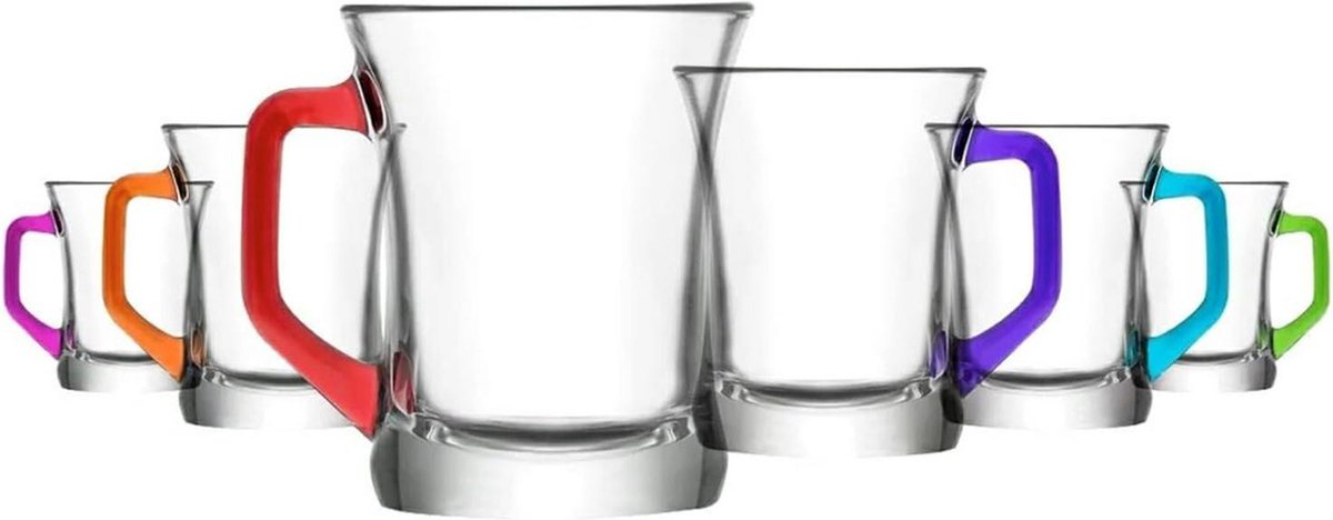 Lav Mugs - coloured base for hot drinks - tea coffee - 223 ml koffiekopjes set van 6