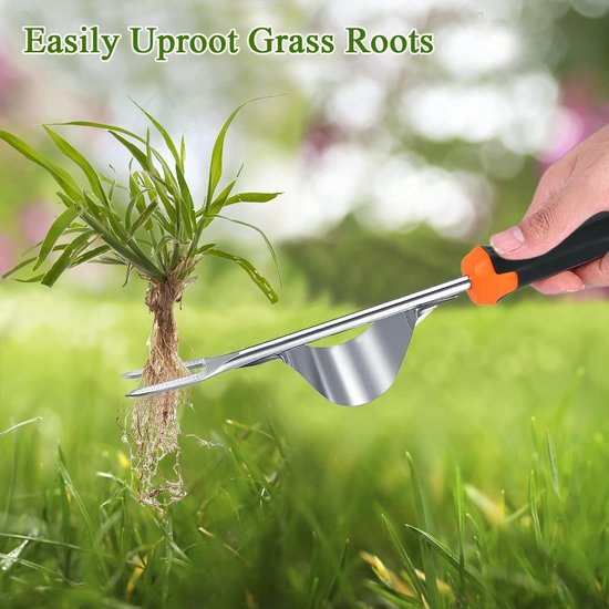 Stainless Steel Weed Cutter - 2 Pieces Carrot Weeding Hand Tool with Handle - Garden Hunter Manual Weeder for Digging Transplanting Uprooting - Gift for Gardeners — afbeelding 5