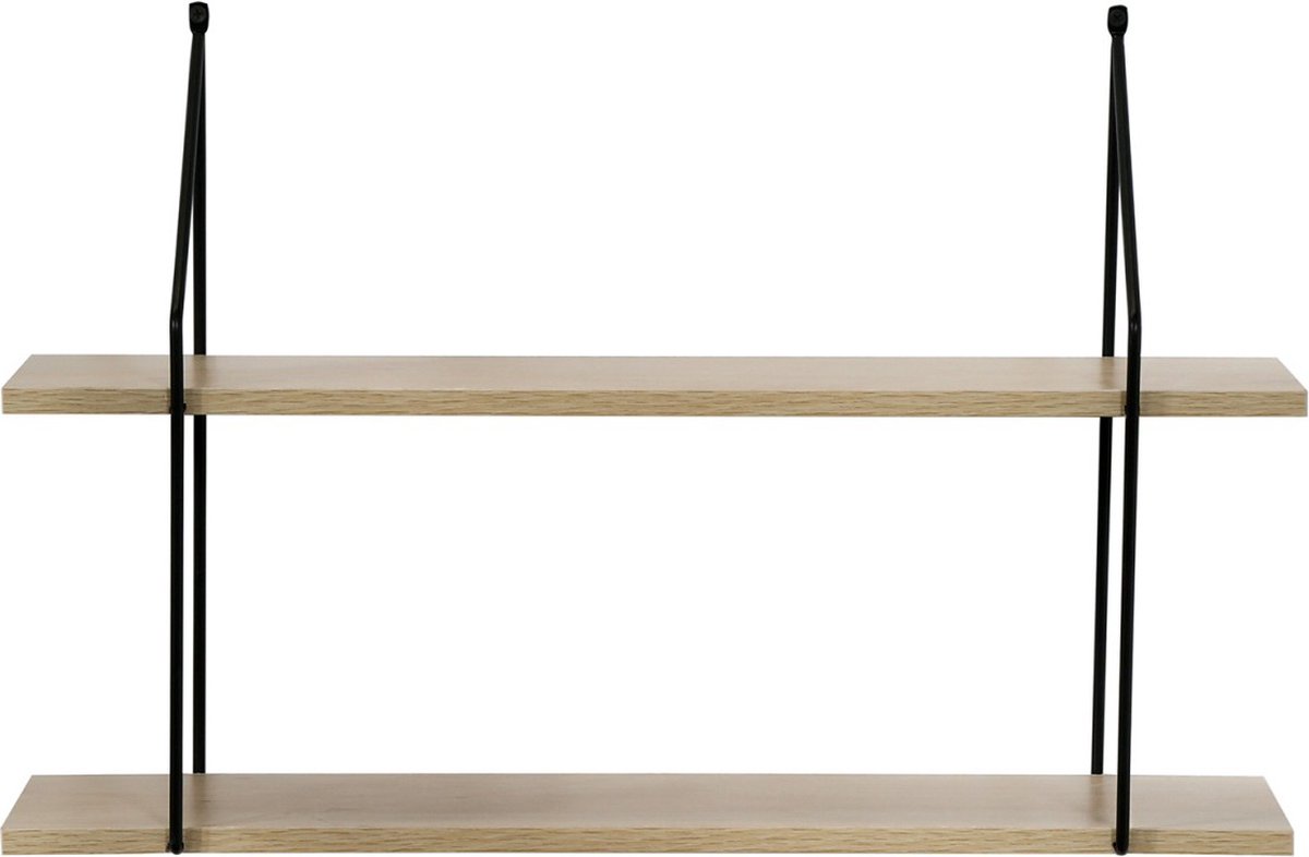 Boekenplank 2-laags met zwarte beugel - 60 x 16 x 40 cm 12243 Casame