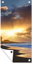 Tuinposter Strand van het Nationaal park Whanganui op het Noordereiland - 40x80 cm - Wanddecoratie Buiten - Tuinposter - Tuindoek - Schuttingposter - Tuinschilderij