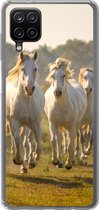 Geschikt voor Samsung Galaxy A12 hoesje - Galopperende witte paarden - Siliconen Telefoonhoesje