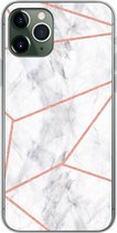 Coque iPhone 11 Pro - Marbre - Or rose - Wit - Siliconen