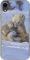 Geschikt voor iPhone XR hoesje - IJsberen - Sneeuw - Wit - Siliconen Telefoonhoesje