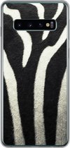 Geschikt voor Samsung Galaxy S10 hoesje - Dierenprint - Zebra - Zwart - Wit - Siliconen Telefoonhoesje