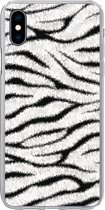 Geschikt voor iPhone Xs hoesje - Dierenprint - Zebra - Wit - Siliconen Telefoonhoesje