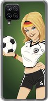 Geschikt voor Samsung Galaxy A12 hoesje - Een illustratie van een meisje met Duitse kleding en een voetbal - Meiden - Meisjes - Kinderen - Siliconen Telefoonhoesje