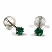 Aramat jewels ® - Zirkonia zweerknopjes vierkant 3mm oorbellen smaragd groen chirurgisch staal