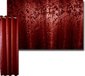 JEMIDI Decoratief gordijn kant en klaar - 140 x 245 cm - 1 stuk niet-transparant gordijn afgewerkt met glans en textuur - Rood