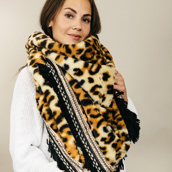 Femme - Hiver - Trendy - Châle Écharpe en fourrure - Goldina - Camel