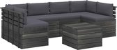 Decoways - 7-delige Loungeset met kussens pallet massief grenenhout