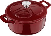 Navaris gietijzeren braadpan met deksel - Dutch oven - Geëmailleerde pan - Geschikt voor inductie, gas en keramisch koken - Bordeauxrood