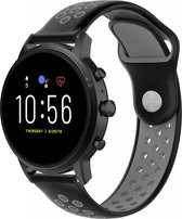 Siliconen Smartwatch bandje - Geschikt voor  Fossil Gen 5 sport band - zwart/grijs - Strap-it Horlogeband / Polsband / Armband
